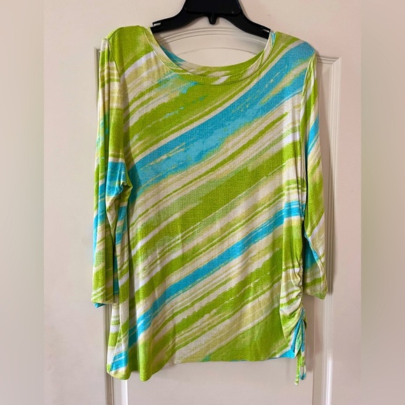 Ruby Rd. Tops - Ruby Rd. Favorites Lime Green & Turquoise Rayon Summer Blouse Women’s XL